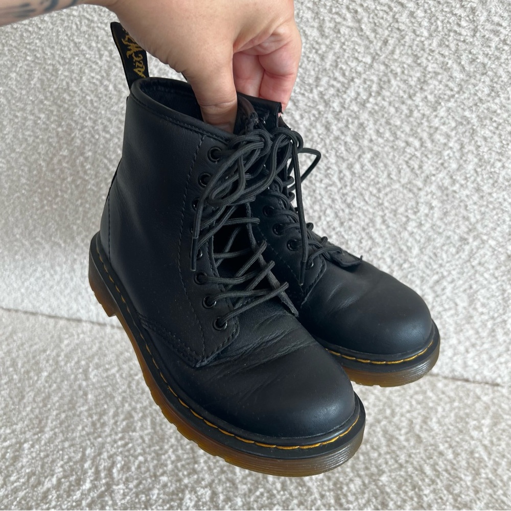 Dr Martens Kids Junior 1460 Softly T Leather Lace Up Black Combat Boots Size 13 - Picture 10 of 12
